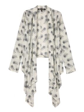 Winter Kate Silk Jasmine Bohemian Feather Print Kimono Cardigan